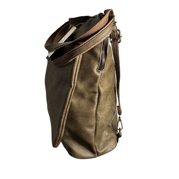 Le Miel Olive Colored Large Purse W/Shoulder And Hand Straps. Gold Hardware NEW - Picture 15 of 16